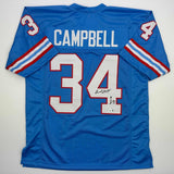 Autographed/Signed EARL CAMPBELL HOF 91 Houston Blue Jersey Beckett BAS COA