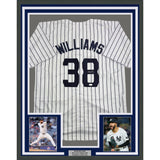 Framed Autographed/Signed Devin Williams 35x39 New York Baseball Jersey JSA COA