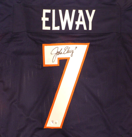 Denver Broncos John Elway Autographed Signed Blue Jersey Beckett BAS QR #W150738