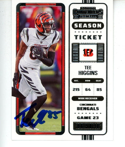 Tee Higgins Autographed 2022 Panini Contenders #19 Trading Card Beckett 50237