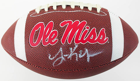 Lane Kiffin Signed Ole Miss Runnin' Rebels Logo Football (JSA COA) New LSU Coach