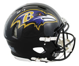 Ravens Ray Lewis "HOF 18" Signed Full Size Speed Proline Helmet W/ Case BAS Wit