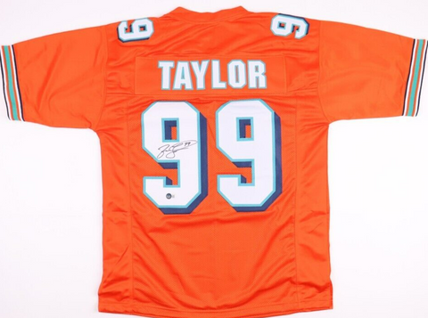 Jason Taylor Signed Miami Dolphins Jersey (Beckett) 6xPro Bowl Defensive End