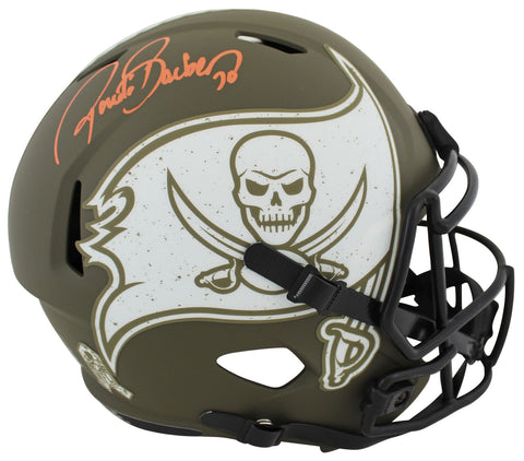 Buccaneers Ronde Barber Signed Salute To Service F/S Speed Rep Helmet BAS Wit