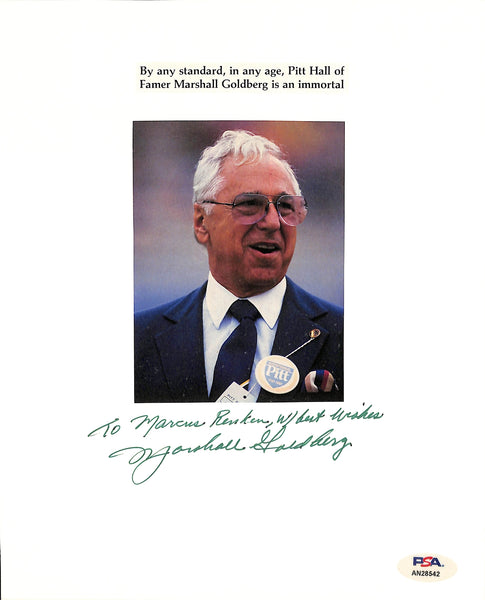 Marshall Goldberg CFB HOF Signed/Auto/Inscr 3.5x4.5 Photo Pitt PSA/DNA 185149
