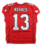 Kurt Warner Arizona Signed Red Pro-Cut Football Jersey BAS