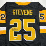 Autographed/Signed Kevin Stevens Pittsburgh Black Hockey Jersey JSA COA
