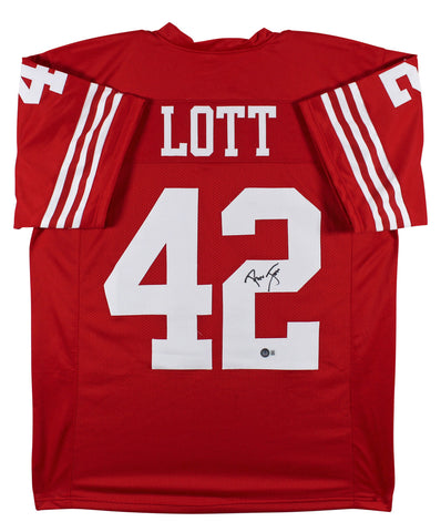 Ronnie Lott Authentic Signed Red Pro Style Jersey Autographed BAS Witnessed