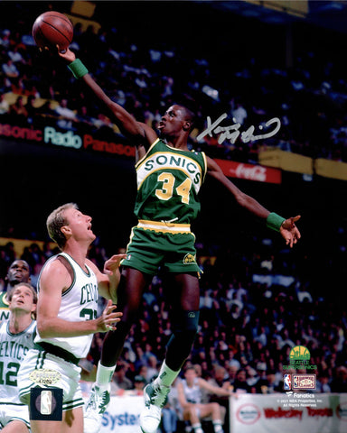 XAVIER MCDANIEL AUTOGRAPHED 8X10 PHOTO SEATTLE SUPERSONICS OVER BIRD MCS 202457