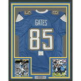 FRAMED Autographed/Signed ANTONIO GATES 33x42 LA Powder Blue Jersey Beckett COA