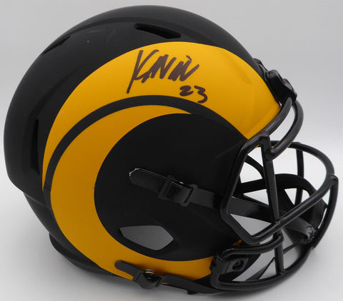 Kyren Williams Autographed Eclipse Black Full Size Helmet Rams Beckett BM06073