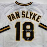 Autographed/Signed Andy Van Slyke Pittsburgh White Jersey Beckett BAS COA