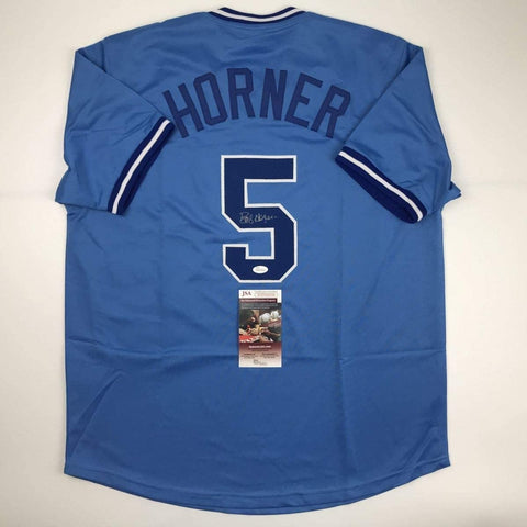 Autographed/Signed BOB HORNER Atlanta Light Blue Jersey JSA COA Auto