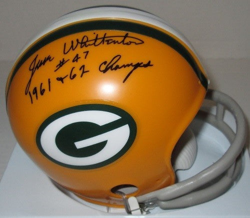 Packers JESSE WHITTENTON (d) Signed Mini Helmet AUTO w/ 1961 & 62 Champs