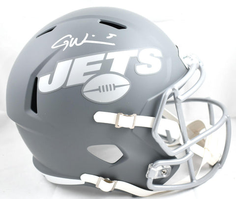 Garrett Wilson Autographed New York Jets F/S Slate Speed Helmet- Fanatics *White