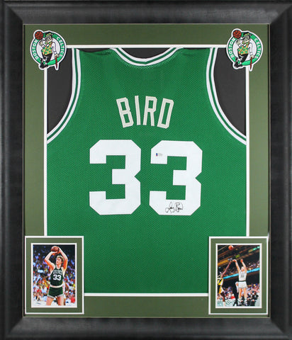 Larry Bird Authentic Signed Green Pro Style Framed Jersey Autographed BAS