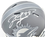 JASON TAYLOR AUTOGRAPHED DOLPHINS SLATE SILVER MINI HELMET BECKETT 228818