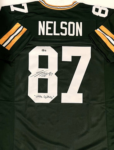 JORDY NELSON - Packers Signed Custom Replica Green Jersey AUTO w/White Lightning
