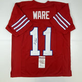 Autographed/Signed ANDRE WARE 89 Heisman Houston Red Jersey JSA COA Auto