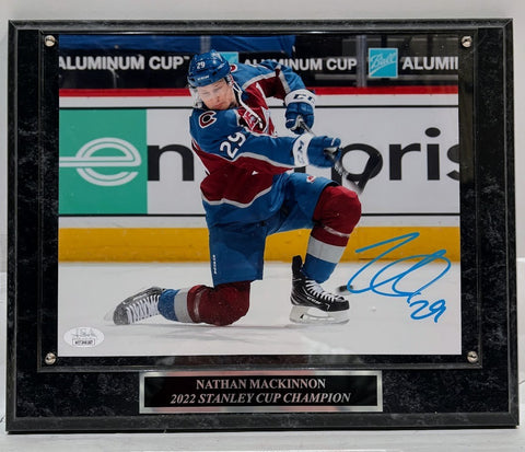 Nathan MacKinnon Autographed 8x10 Avalanche Action Photo with Plaque JSA COA