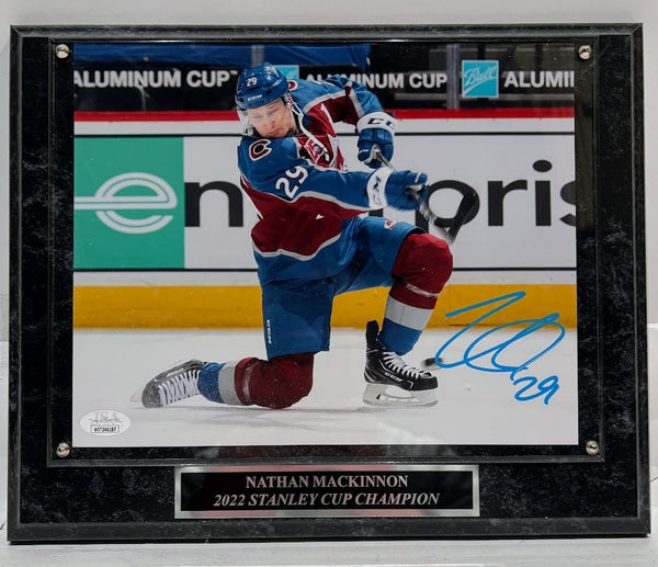 Nathan MacKinnon Autographed 8x10 Avalanche Action Photo with Plaque JSA COA