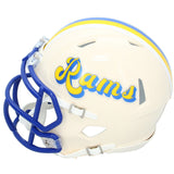 Marshall Faulk Autographed Rams RETRO Speed Mini Helmet Beckett Witnessed