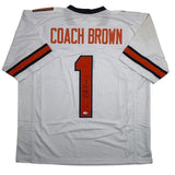 Autographed/Signed Coach Fran Brown Syracuse White College Jersey JSA COA