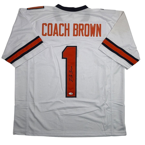 Autographed/Signed Coach Fran Brown Syracuse White College Jersey JSA COA