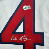Autographed/Signed Pedro Martinez Boston White Jersey Beckett BAS COA