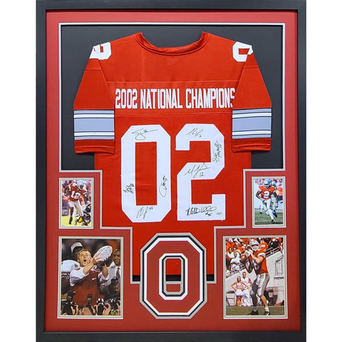 Ohio State 2002 Champions Autographed Signed Framed by 8 OSU Jersey