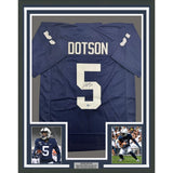 Framed Autographed/Signed Jahan Dotson 35x39 Penn State Blue Jersey BAS COA