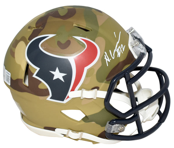 NICO COLLINS AUTOGRAPHED HOUSTON TEXANS CAMO SPEED MINI HELMET BECKETT