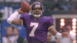 Randall Cunningham & Daunte Culpepper Signed Vikings Logo Football (Beckett)