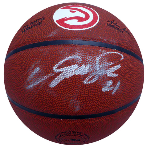 Dominique Wilkins Autographed Hawks Logo Basketball (Smudged) Beckett QR WW44508
