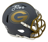 Jordan Love Signed Green Bay Packers Slate Mini Speed Helmet BAS