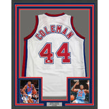 Framed Autographed/Signed Derrick Coleman 35x39 New Jersey White Jersey BAS COA