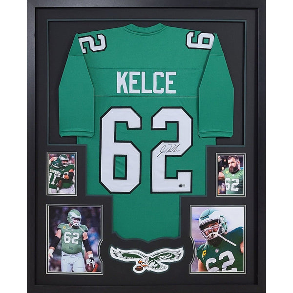 Jason Kelce Autographed Signed Framed Philadelphia Eagles Kelly Jersey BECKETT