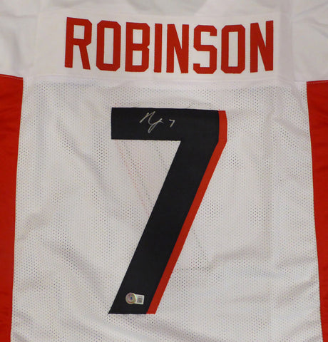 Atlanta Falcons Bijan Robinson Autographed White Jersey Beckett BAS QR #W370192