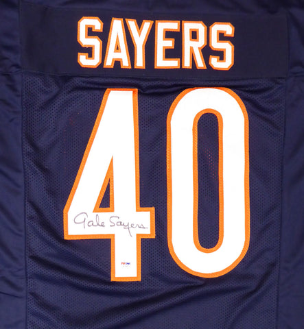 CHICAGO BEARS GALE SAYERS AUTOGRAPHED SIGNED BLUE JERSEY PSA/DNA STOCK #176027