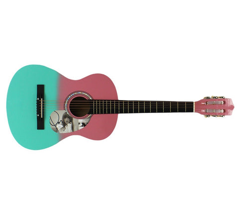Taylor Swift Signed 38" Pink & Green Acoustic Guitar