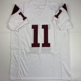Autographed/Signed MATT LEINART 04 Heisman USC White College Jersey JSA COA Auto