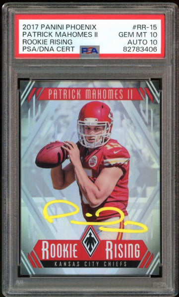 2017 Panini Phoenix Rookie Rising #RR-15 Patrick Mahomes PSA 10/10 Auto GEM MINT