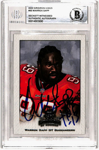 Warren Sapp Autographed 2002 Gridiron Kings #95 Trading Card Beckett Slab 40745