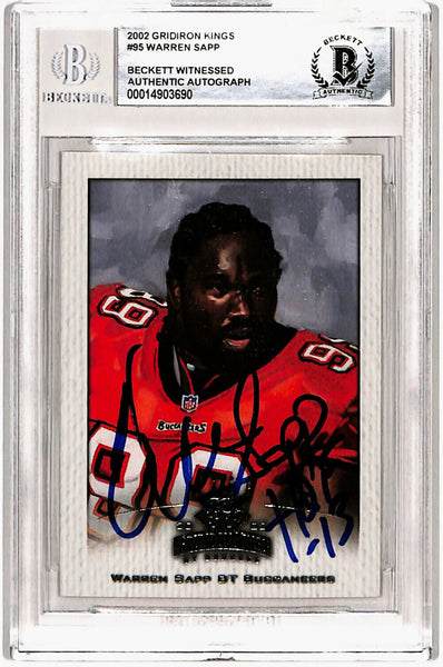 Warren Sapp Autographed 2002 Gridiron Kings #95 Trading Card Beckett Slab 40745