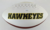 Ed Podolak HOF Iowa 21 Signed Hawkeyes Logo Football (JSA COA) Kansas City Chief