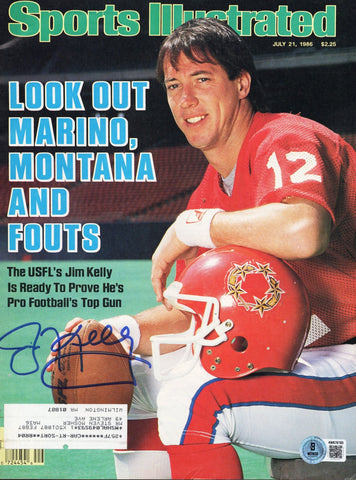 Jim Kelly Signed Buffalo Bills Sports Illustrated USFL 7/21/86 Beckett Witness