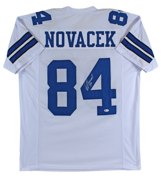 Jay Novacek Authentic Signed White Pro Style Jersey Autographed BAS Witnessed