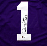 Warren Moon Autographed Purple Pro Style Jersey w/ HOF-Beckett W Hologram *Black