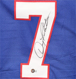 Doug Flutie Autographed/Signed Pro Style Blue XL Jersey Beckett 39313