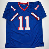 Autographed/Signed Scott Norwood Buffalo Blue Football Jersey Beckett BAS COA